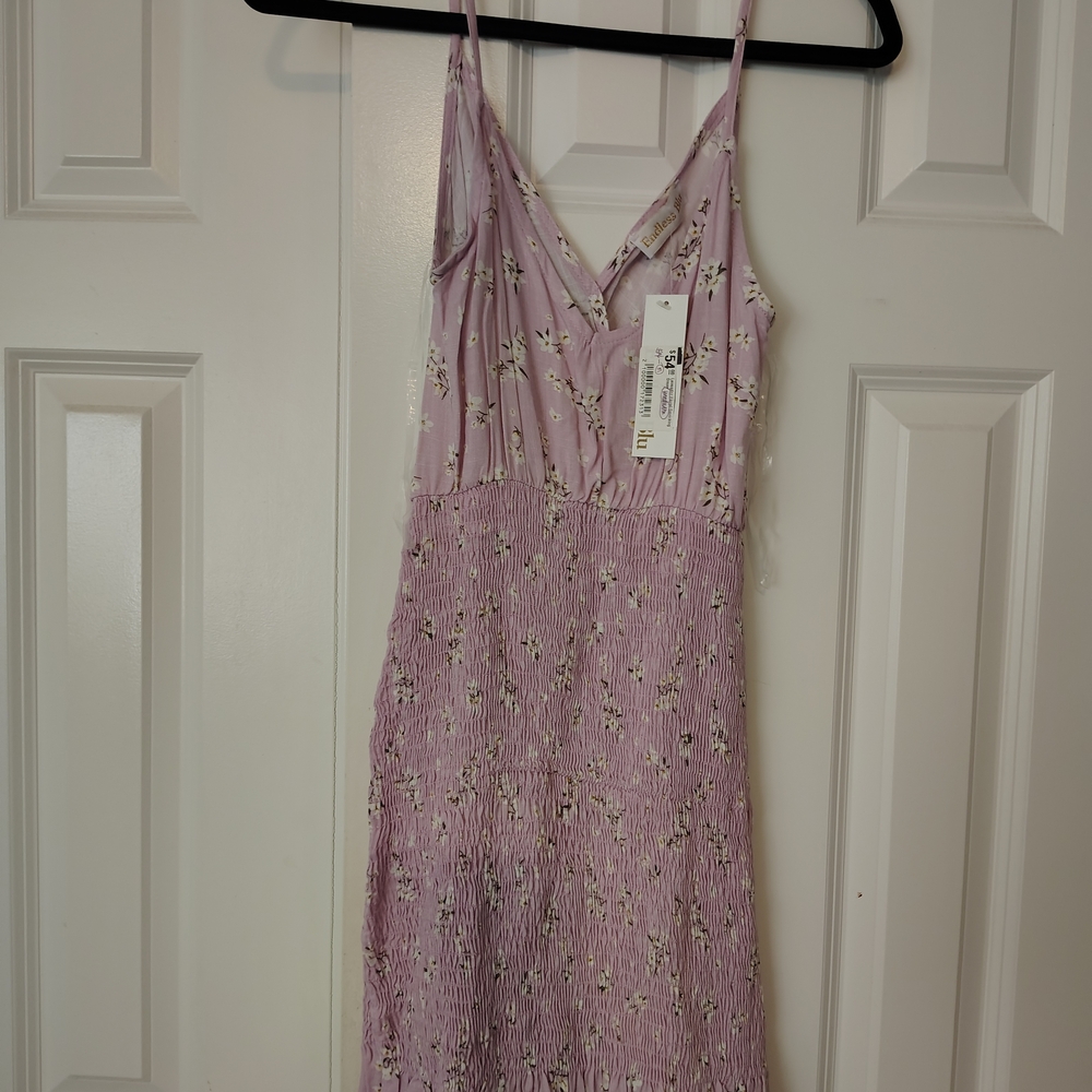 Floral Lavender Mini Dress Medium